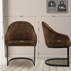 CLP Eetkamerstoel Jarik zwart Frame - Fluweel - koffie Sale