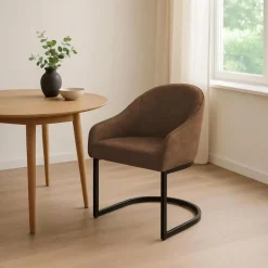 CLP Eetkamerstoel Jarik zwart Frame - Fluweel - koffie Sale