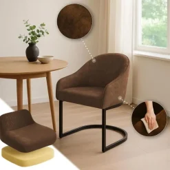 CLP Eetkamerstoel Jarik zwart Frame - Fluweel - koffie Sale