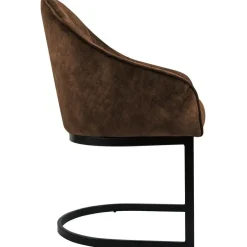 CLP Eetkamerstoel Jarik zwart Frame - Fluweel - koffie Sale