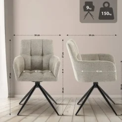 CLP Eetkamerstoel Jonah zwart Frame - Stof - taupe Best