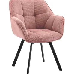 CLP Eetkamerstoel Jordi zwart Frame - Ribstof - roze Clearance