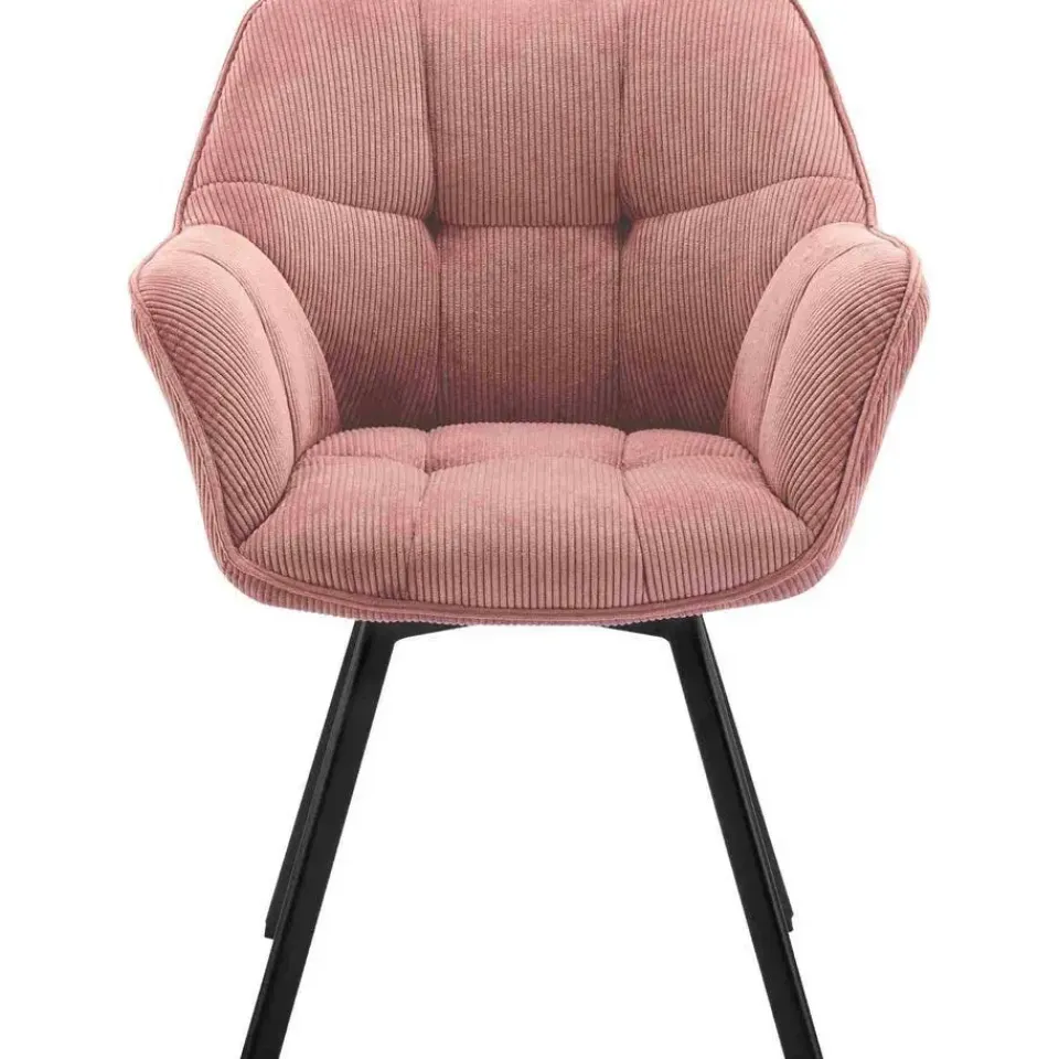 CLP Eetkamerstoel Jordi zwart Frame - Ribstof - roze Clearance