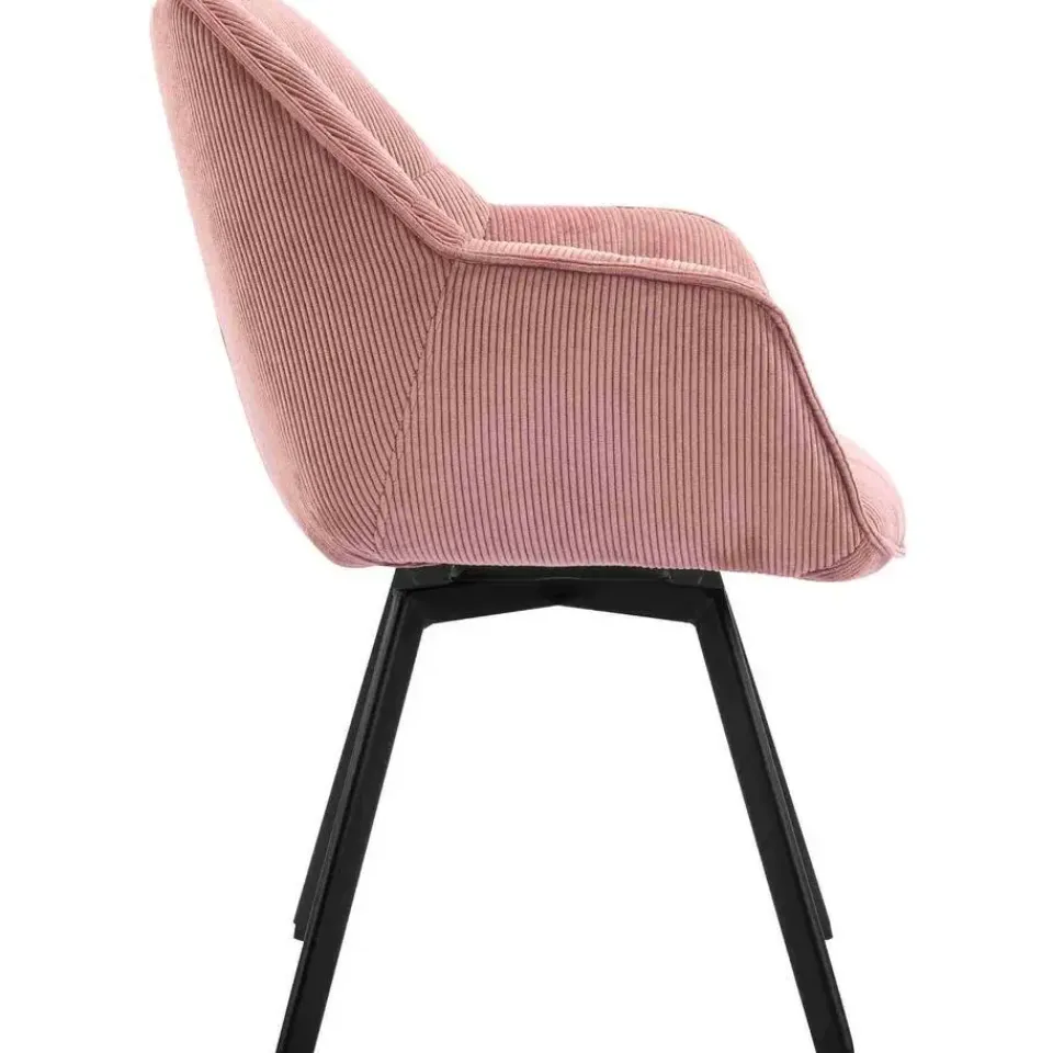 CLP Eetkamerstoel Jordi zwart Frame - Ribstof - roze Clearance