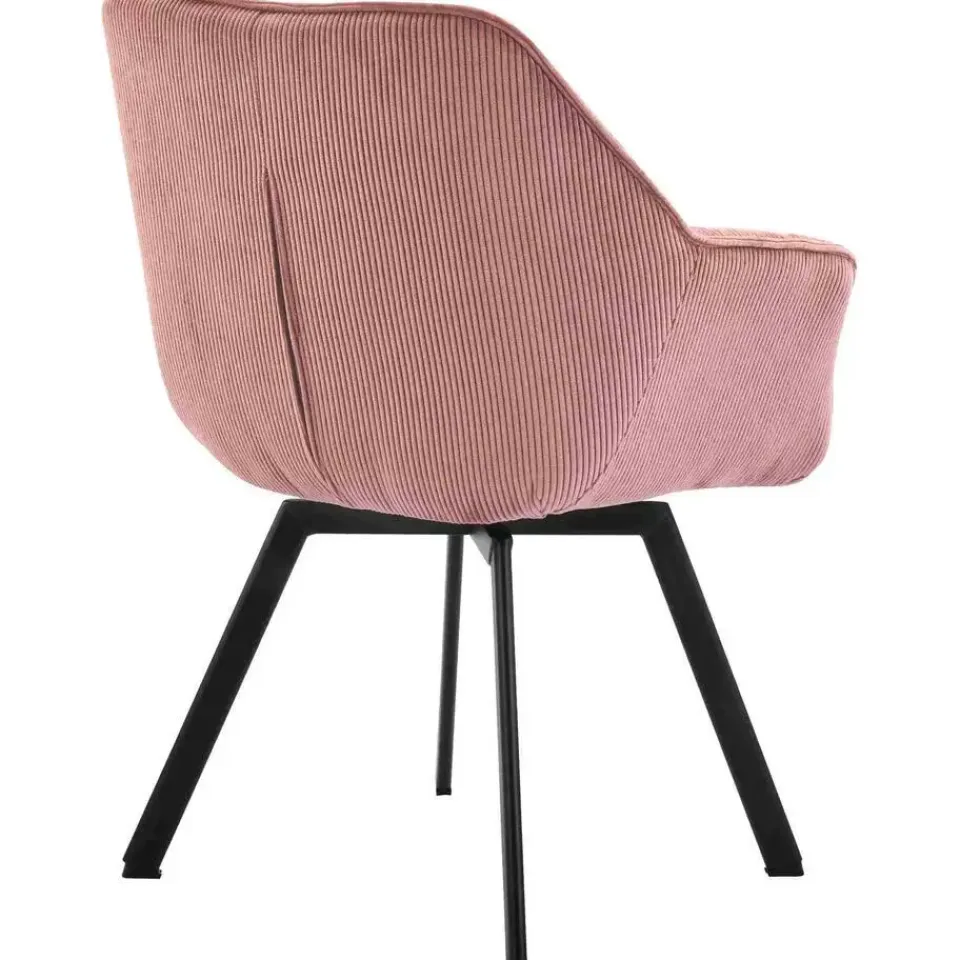 CLP Eetkamerstoel Jordi zwart Frame - Ribstof - roze Clearance