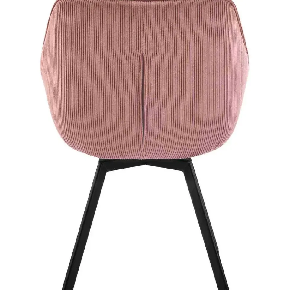 CLP Eetkamerstoel Jordi zwart Frame - Ribstof - roze Clearance