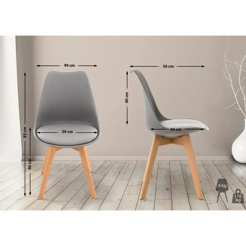 CLP Eetkamerstoel Linares natura Frame - Kunststof - grijs Clearance