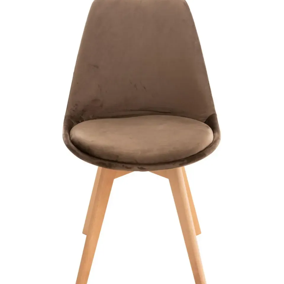 CLP Eetkamerstoel Linares natura Frame - Fluweel - donkerbruin Hot