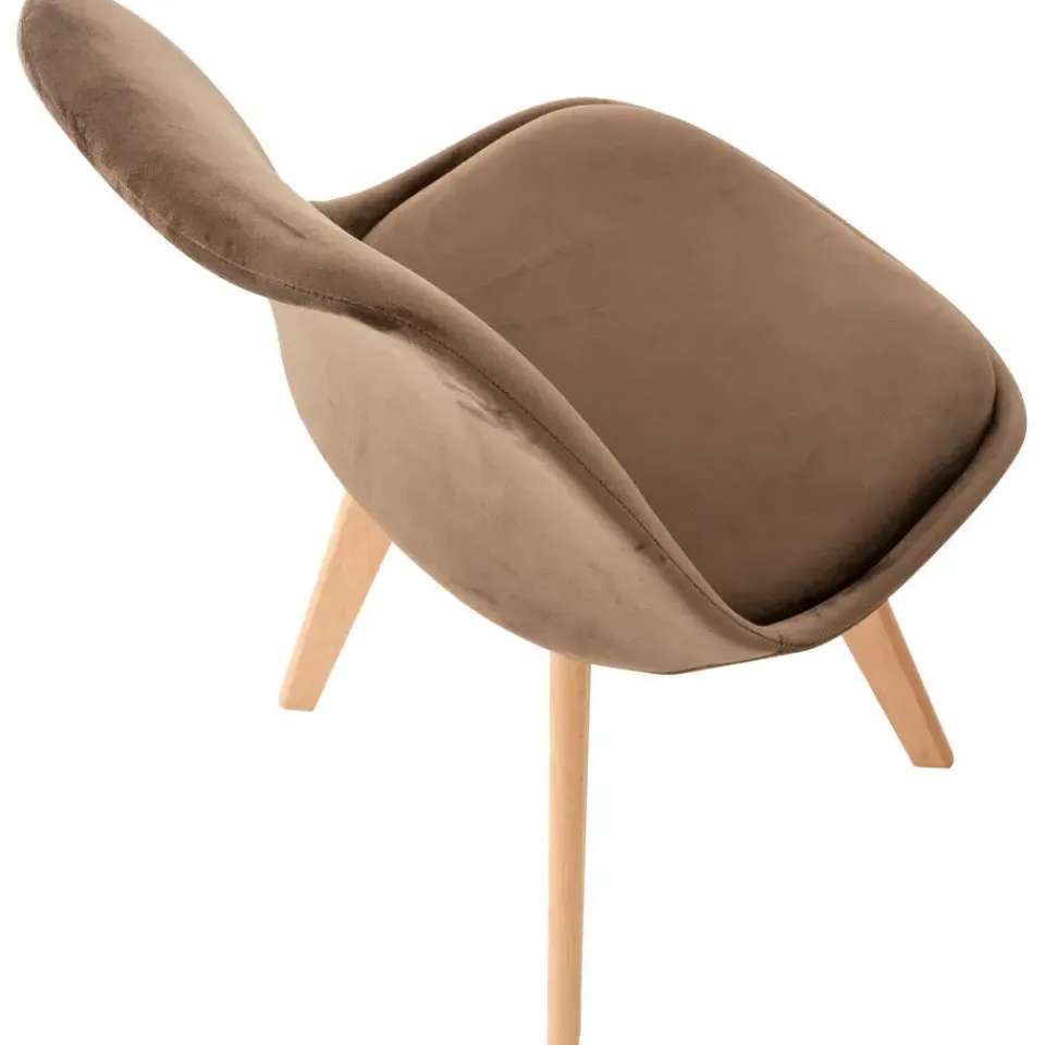 CLP Eetkamerstoel Linares natura Frame - Fluweel - donkerbruin Hot