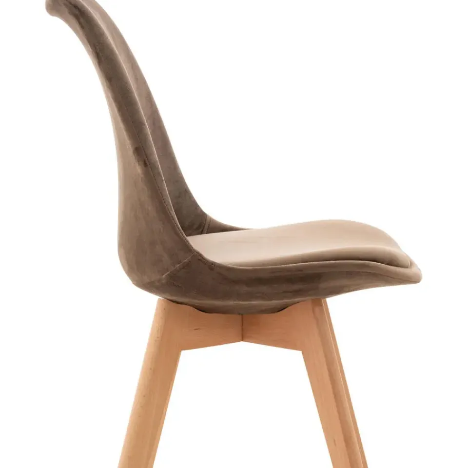 CLP Eetkamerstoel Linares natura Frame - Fluweel - donkerbruin Hot