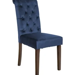 CLP Eetkamerstoel Lisburn walnoot Frame - Fluweel - blauw Clearance