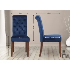 CLP Eetkamerstoel Lisburn walnoot Frame - Fluweel - blauw Clearance