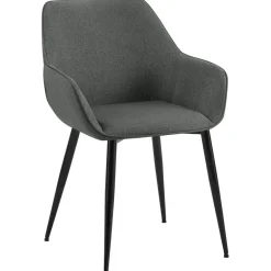 CLP Eetkamerstoel Luena zwart Frame - Stof - donkergrijs New