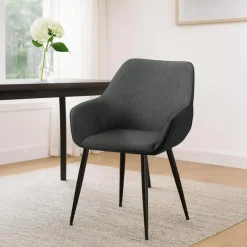 CLP Eetkamerstoel Luena zwart Frame - Stof - donkergrijs New