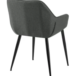 CLP Eetkamerstoel Luena zwart Frame - Stof - donkergrijs New