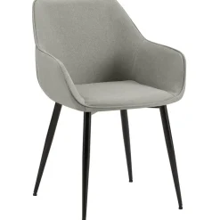 CLP Eetkamerstoel Luena zwart Frame - Stof - licht grijs Sale