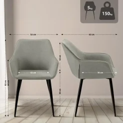 CLP Eetkamerstoel Luena zwart Frame - Stof - licht grijs Sale