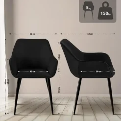 CLP Eetkamerstoel Luena zwart Frame - Stof - zwart Sale