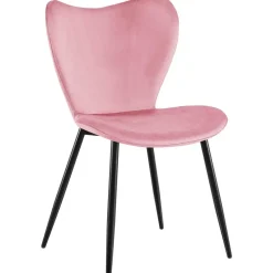 CLP Eetkamerstoel Maika zwart Frame - Fluweel - roze Best