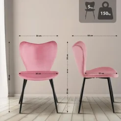 CLP Eetkamerstoel Maika zwart Frame - Fluweel - roze Best