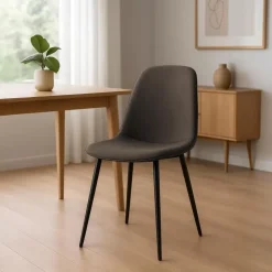 CLP Eetkamerstoel Maryam zwart Frame - Stof - bruin Outlet