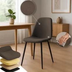 CLP Eetkamerstoel Maryam zwart Frame - Stof - bruin Outlet