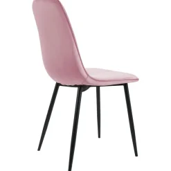 CLP Eetkamerstoel Maryam zwart Frame - Fluweel - roze Clearance