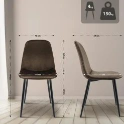 CLP Eetkamerstoel Maryam zwart Frame - Fluweel - bruin