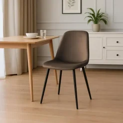 CLP Eetkamerstoel Maryam zwart Frame - Fluweel - bruin