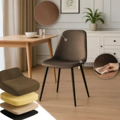 CLP Eetkamerstoel Maryam zwart Frame - Fluweel - bruin