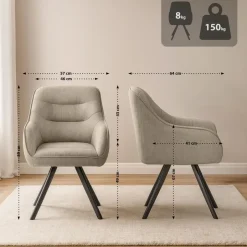 CLP Eetkamerstoel Pettuli zwart Frame - Stof - taupe Hot