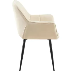 CLP Eetkamerstoel Roseville zwart Frame - Fluweel - creme Outlet