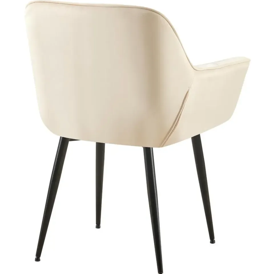 CLP Eetkamerstoel Roseville zwart Frame - Fluweel - creme Outlet