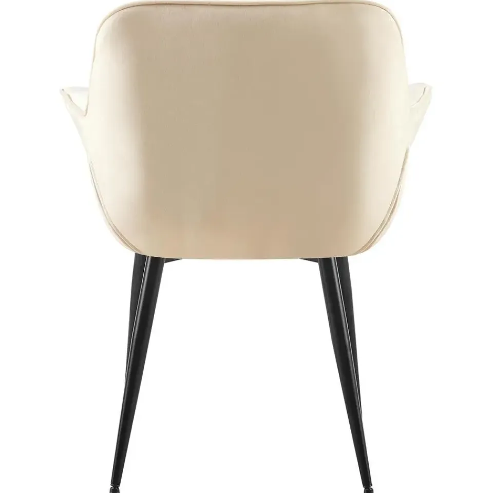 CLP Eetkamerstoel Roseville zwart Frame - Fluweel - creme Outlet