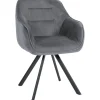 CLP Eetkamerstoel Russel zwart Frame - Fluweel - donkergrijs Best