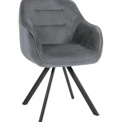 CLP Eetkamerstoel Russel zwart Frame - Fluweel - donkergrijs Best