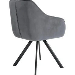 CLP Eetkamerstoel Russel zwart Frame - Fluweel - donkergrijs Best