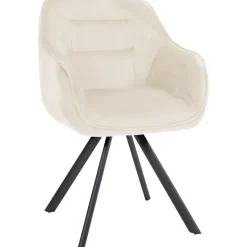 CLP Eetkamerstoel Russel zwart Frame - Fluweel - creme Online