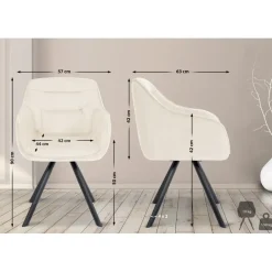 CLP Eetkamerstoel Russel zwart Frame - Fluweel - creme Online