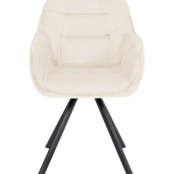 CLP Eetkamerstoel Russel zwart Frame - Fluweel - creme Online