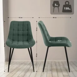 CLP Eetkamerstoel Sardna zwart Frame - Ribstof - groen Clearance