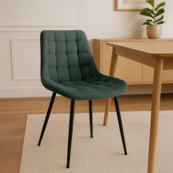 CLP Eetkamerstoel Sardna zwart Frame - Ribstof - groen Clearance