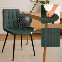 CLP Eetkamerstoel Sardna zwart Frame - Ribstof - groen Clearance