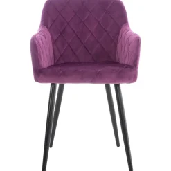 CLP Eetkamerstoel Shila zwart Frame - Fluweel - purper Discount