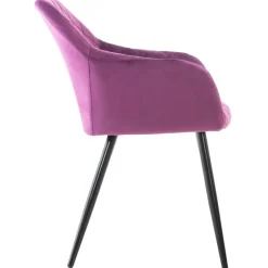 CLP Eetkamerstoel Shila zwart Frame - Fluweel - purper Discount