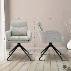 CLP Eetkamerstoel Somers zwart Frame - Stof - creme