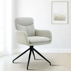 CLP Eetkamerstoel Somers zwart Frame - Stof - creme