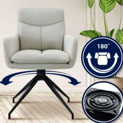 CLP Eetkamerstoel Somers zwart Frame - Stof - creme