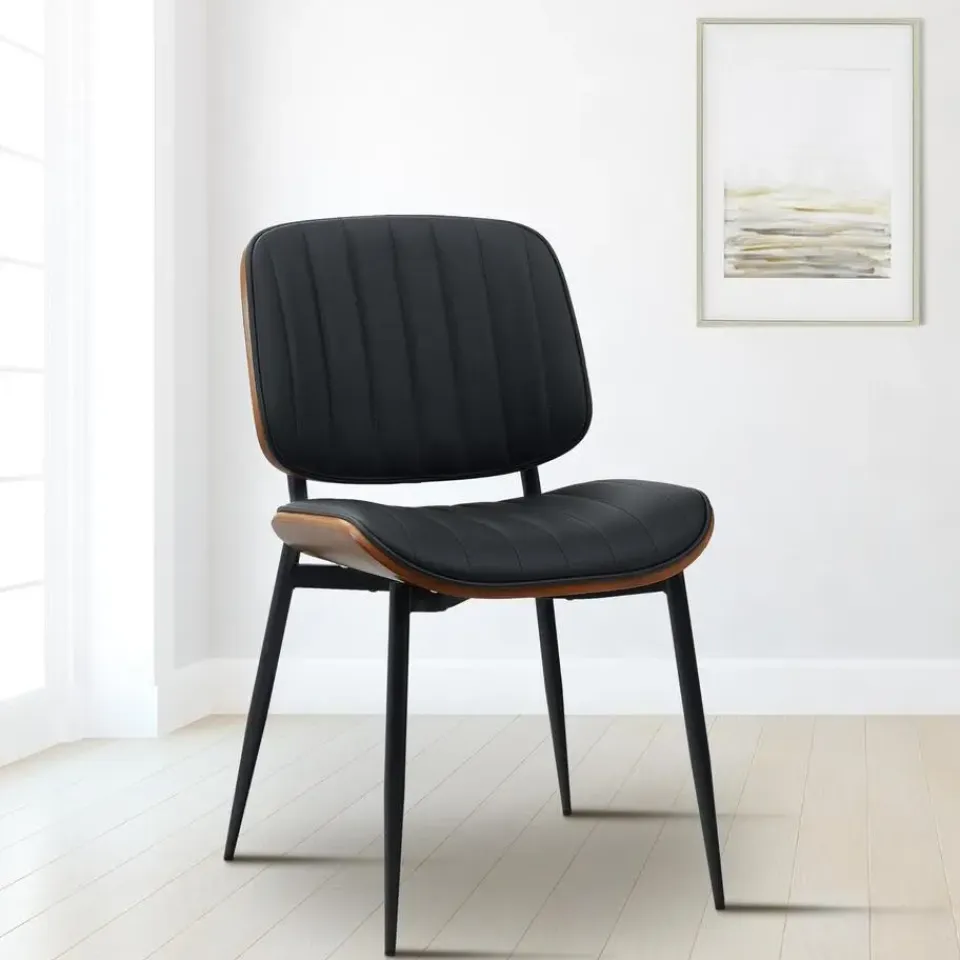 CLP Eetkamerstoel Tiffin Kunstleer - walnoot/zwart Outlet