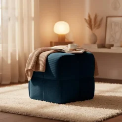 CLP Hocker Forinta Ribstof - donkerblauw Outlet